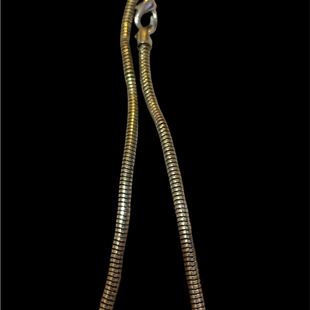 Silver Leaf Necklace with white crystal. - Picture 5 of 6